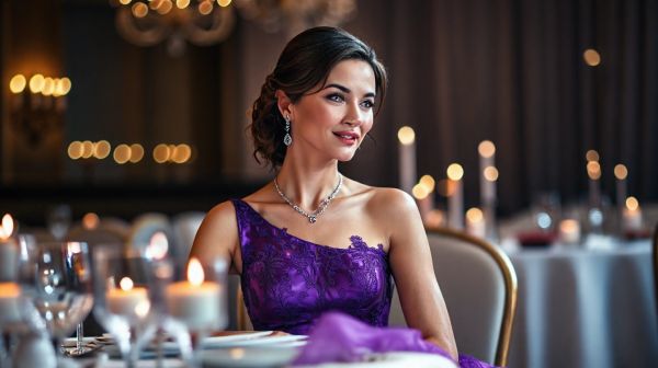 Inspirez avec une robe violette pour un dîner romantique