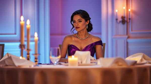 Inspirez avec une robe violette pour un dîner romantique